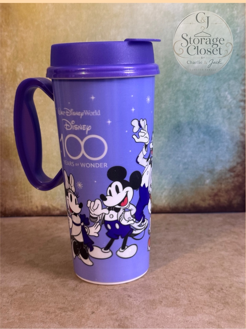 Disney Purple Mickey Mouse 100 Years Travel Tumbler